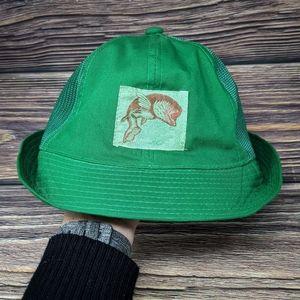 GREEN Fisherman's Hat Vintage Circa 70s 80s Salmon